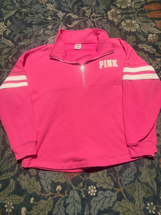 PINK Victoria's Secret Tops - PINK Victoria's Secret' Hot Pink Quarter-Zip Pullover